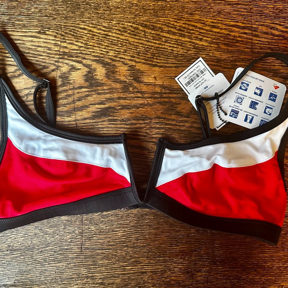 NWT - FAE Gypsy Bikini Top (Large) - Cherry/Black/White